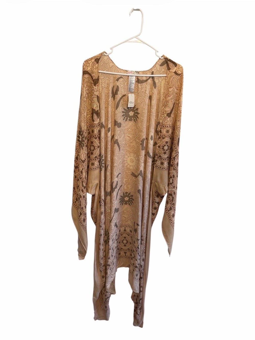 Free People NWT Kimono Light Brown Printed Open-Front Women's Cardigan
